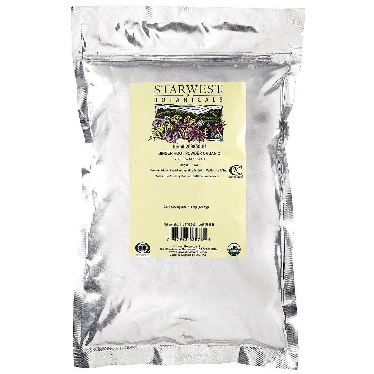 Starwest Botanicals Ginger Root Organic Powder, 1 Lb